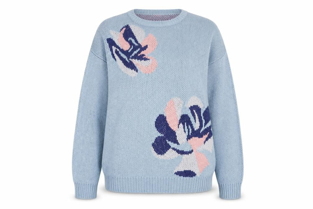 Thermolactyl Women’s Blue Floral Knit Pullover Jumper M