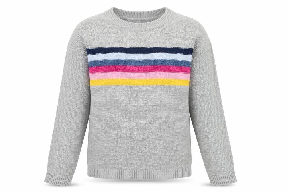 John Lewis Women's Grey Striped Pullover Jumper Size 8