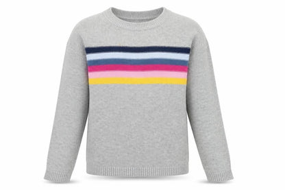 John Lewis Women's Grey Striped Pullover Jumper Size 8