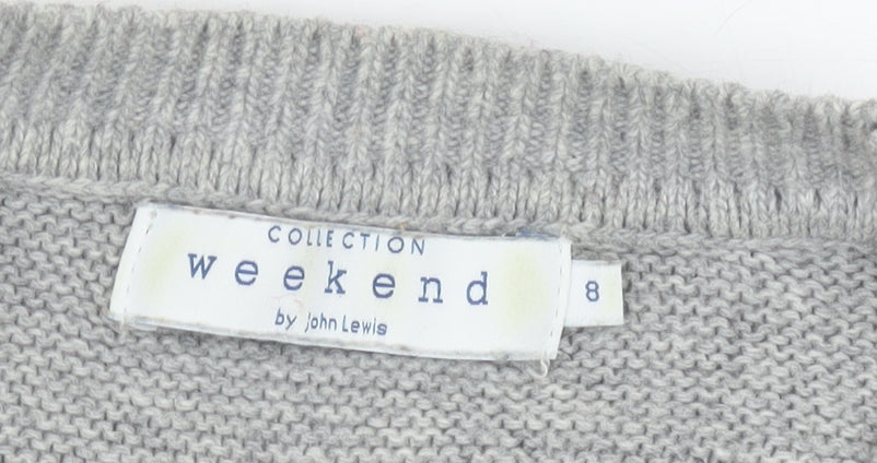 John Lewis Women's Grey Striped Pullover Jumper Size 8