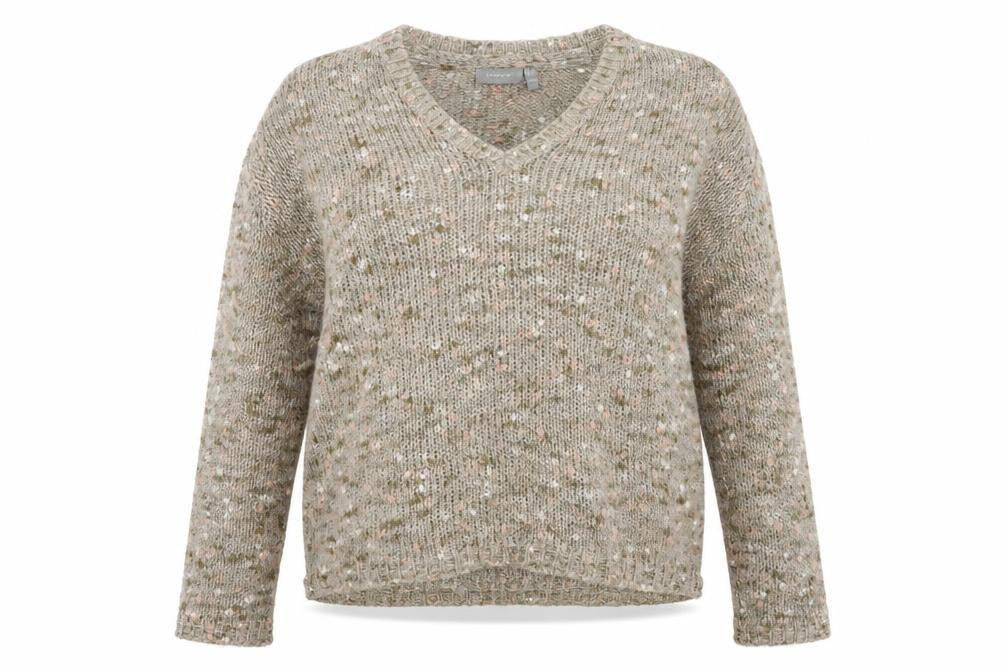 Fransa Women's Grey V-Neck Knit Jumper M
