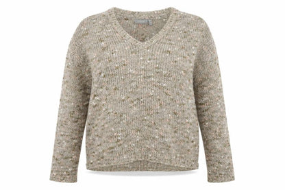 Fransa Women's Grey V-Neck Knit Jumper M