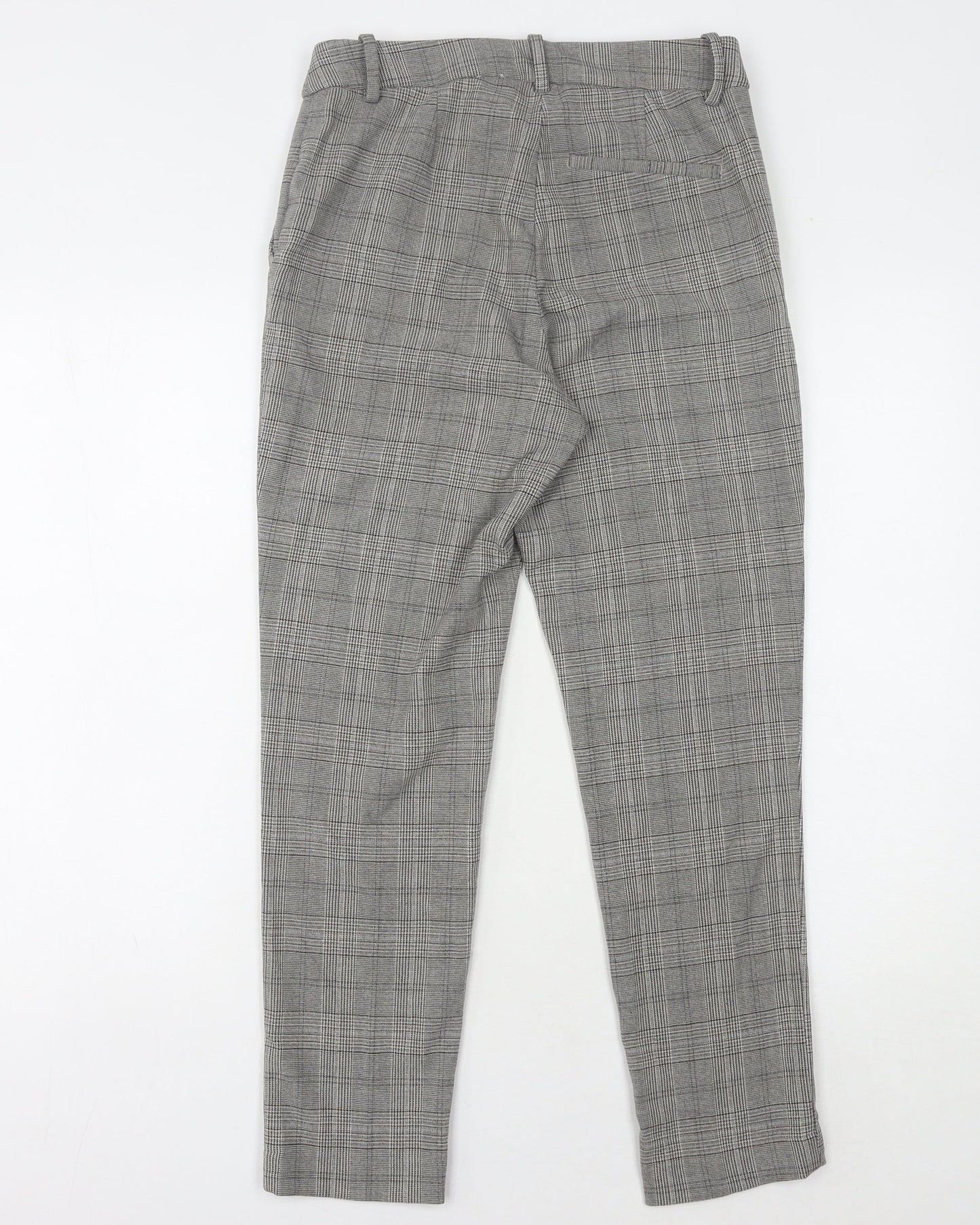 H&M Women's Grey Check Trousers Size 8