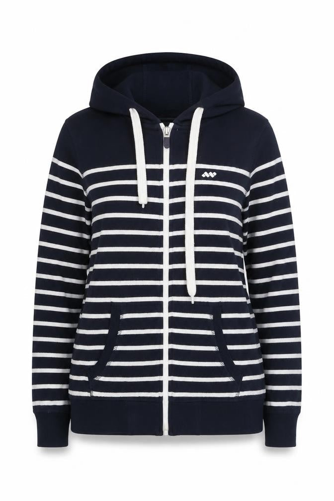 SPUNK Unisex Adults Black Striped Full Zip Hoodie S