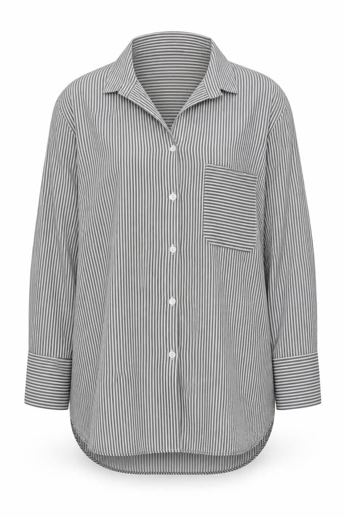 Zara Women's Striped Button-Up Shirt, Size 12, Black