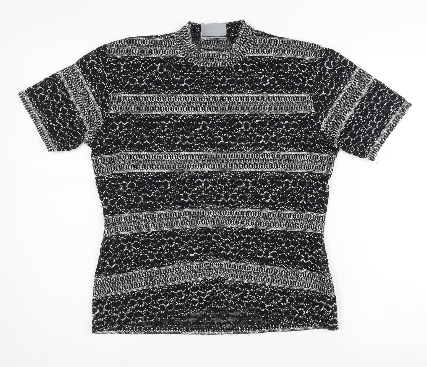Wallis Women's Black Geometric Mock Neck Top, Size 14