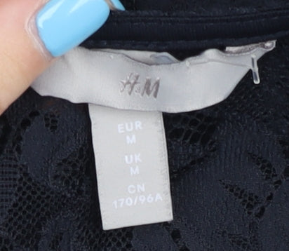 H&M Women's Black A-Line Lace Knee Length Dress