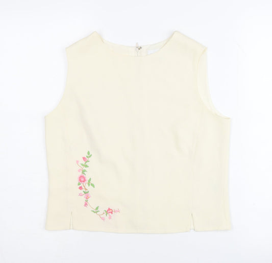 Next Women Ivory Embroidered Sleeveless Blouse UK 10