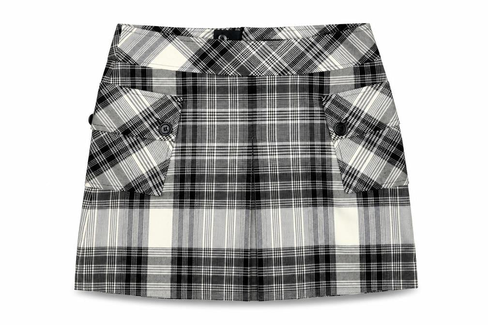 Mexx Women's Black Plaid Skirt, Size 10, Button Accents