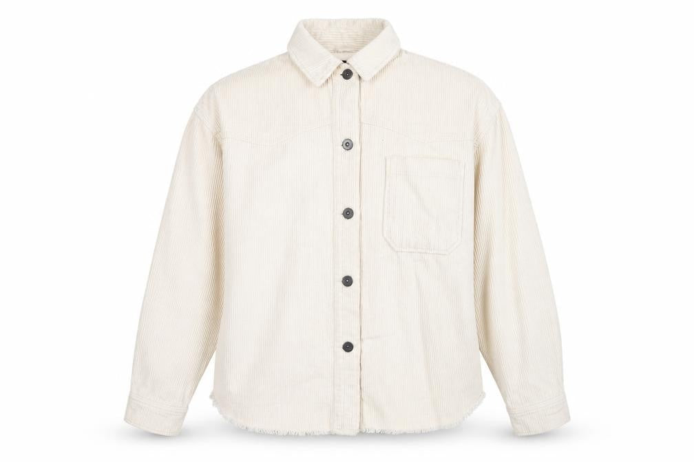 Zara Women's Beige Corduroy Button-Up Shirt - Size S