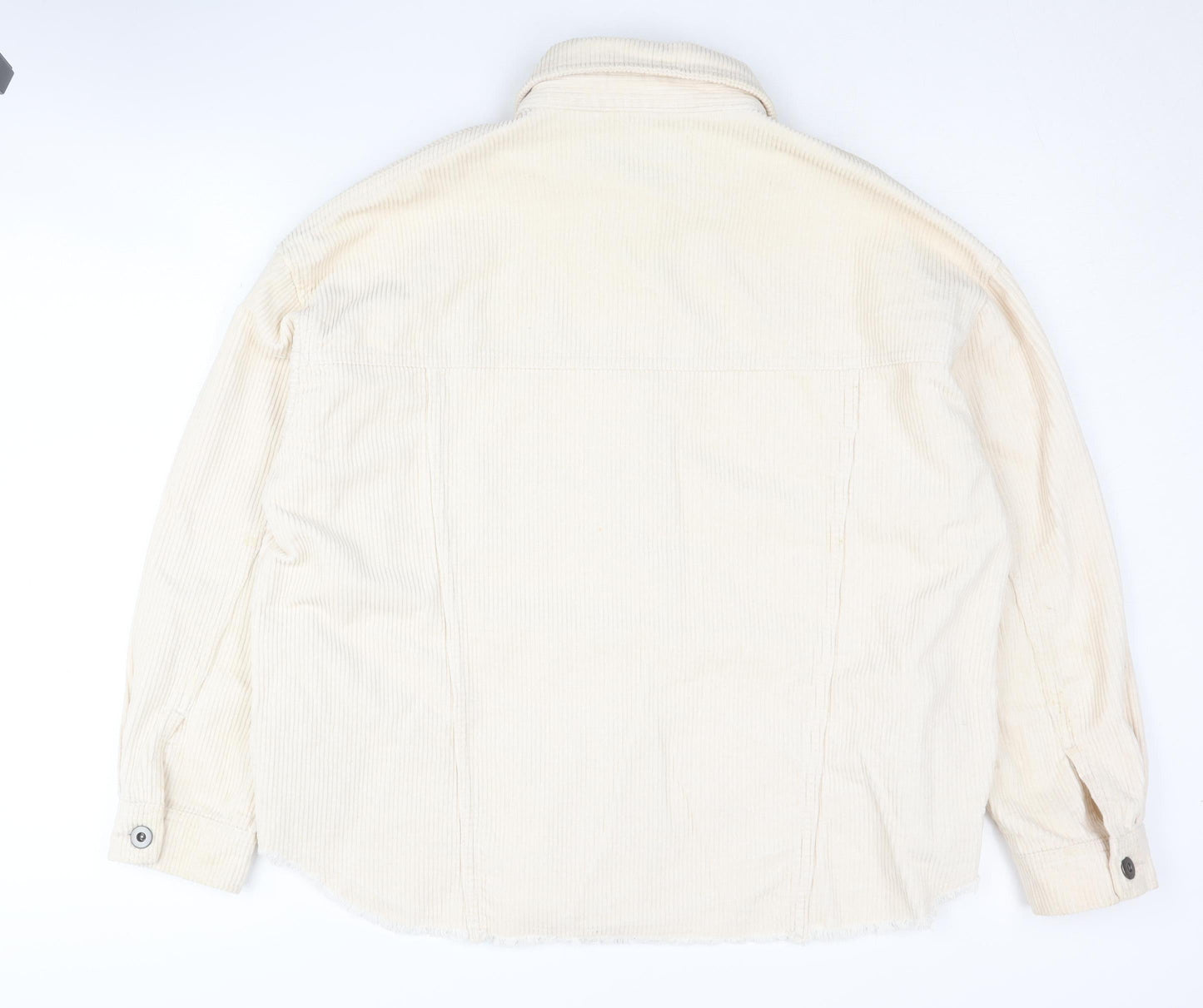 Zara Women's Beige Corduroy Button-Up Shirt - Size S