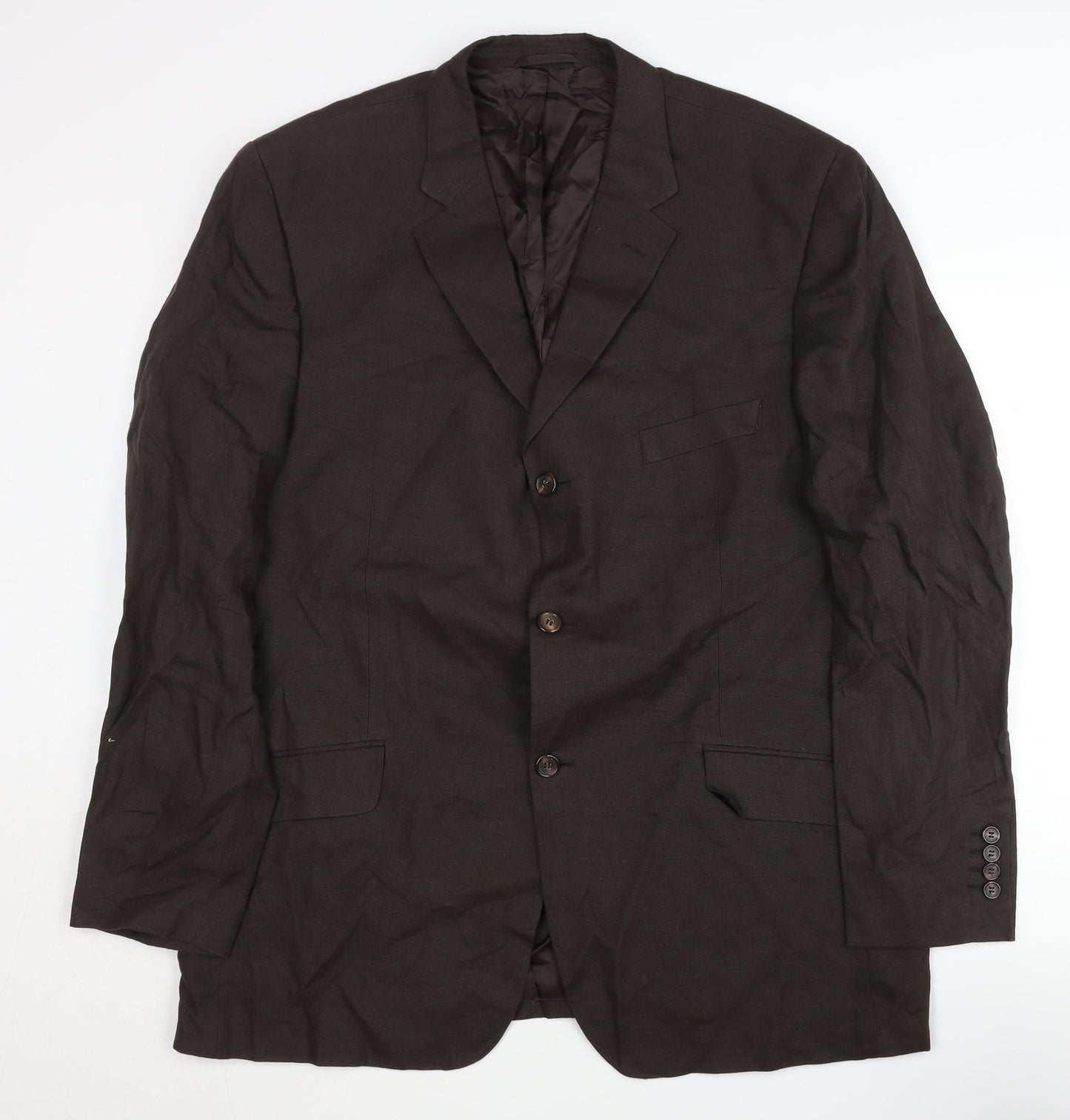 Linea Men's Brown Linen Blazer 46 Regular