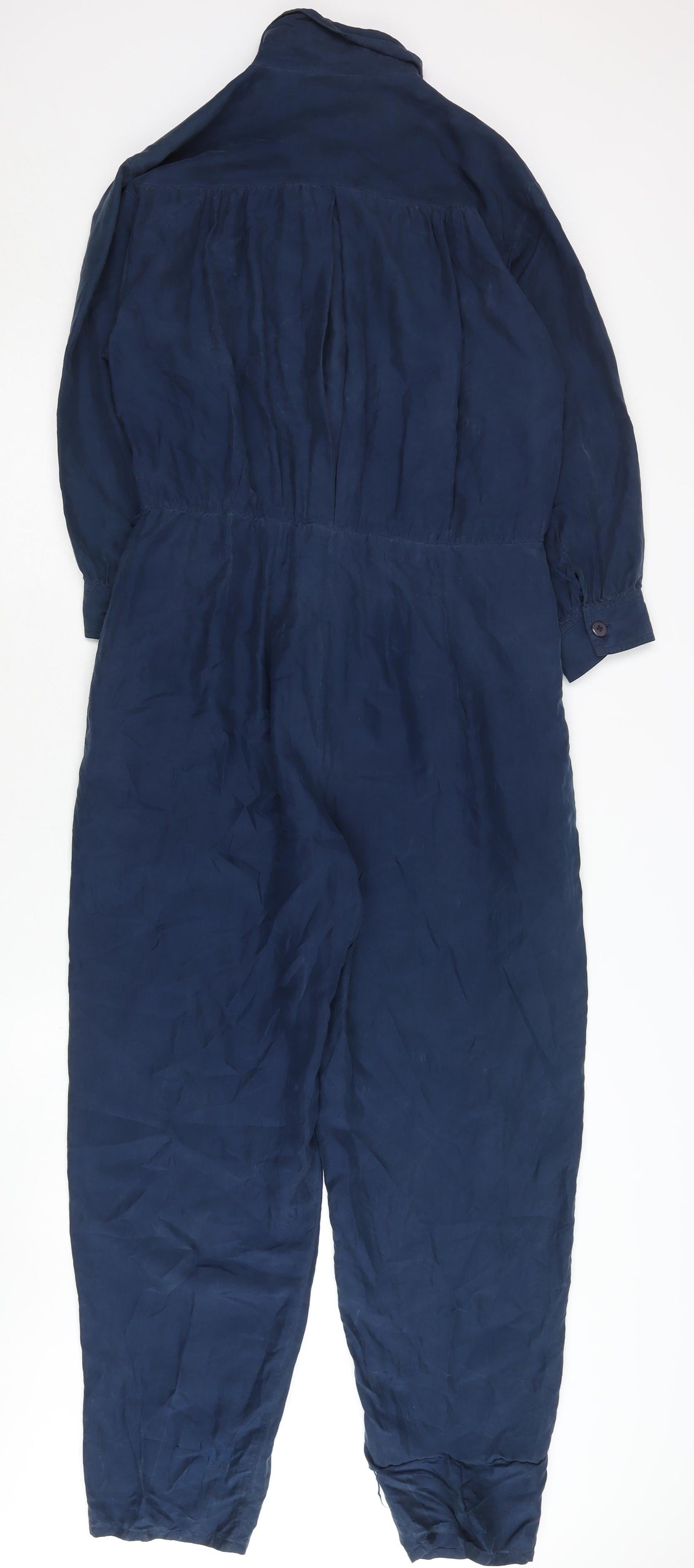 New Fast Women's Blue Silk Coverall Jumpsuit Size 8