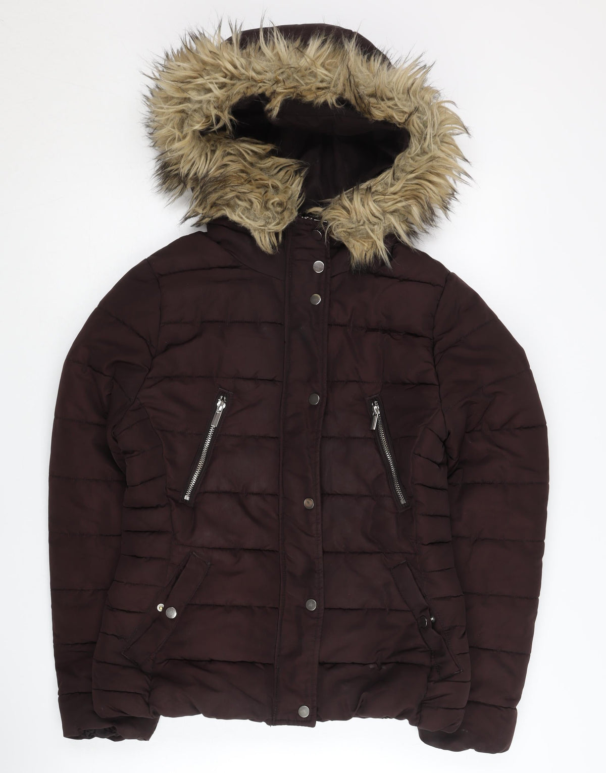 H&M Women's Brown Puffer Jacket Size 10