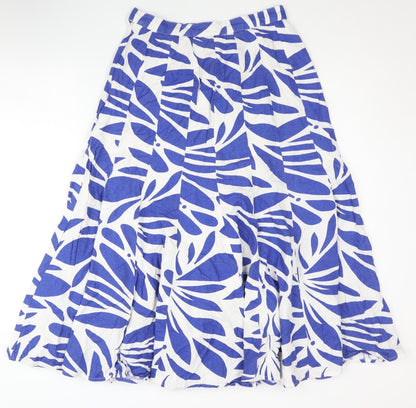 Back view of Roman Women's Blue A-Line Midi Skirt, size 10