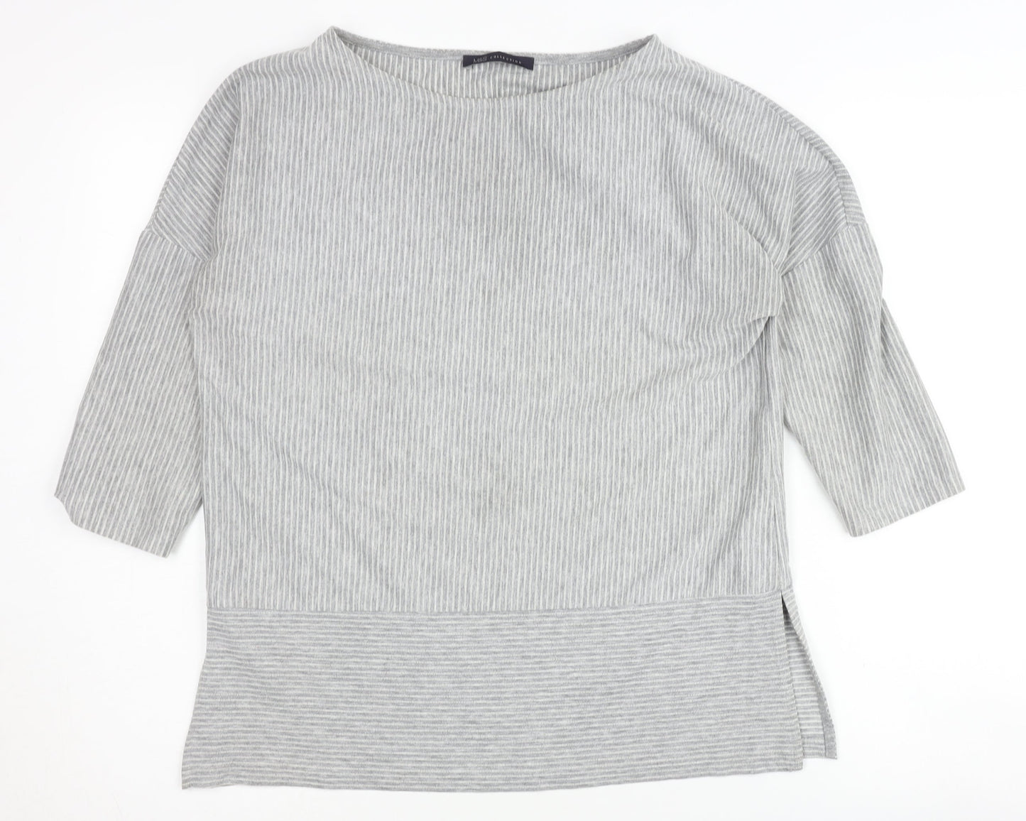 Marks and Spencer Women's Grey Striped Pullover Jumper Size 10