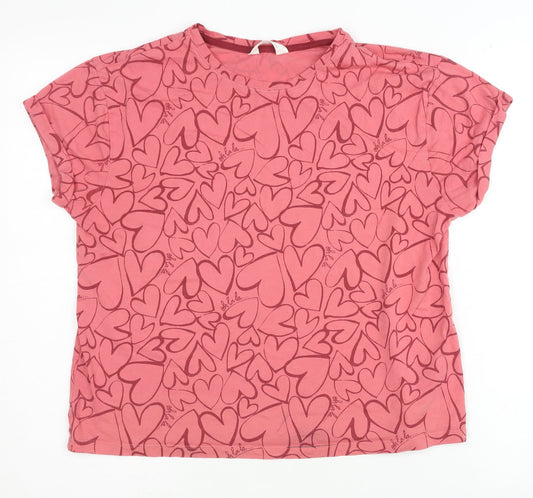 Marks and Spencer Pink Heart Print T-Shirt M