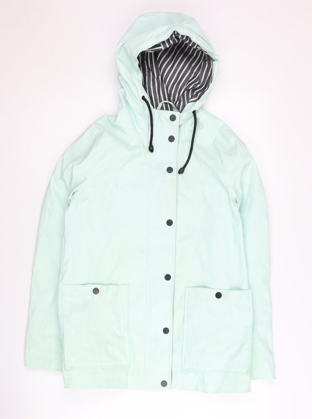 Topshop Women's Green Petite Rain Coat Size 6, Hooded
