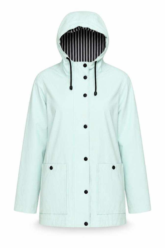 Topshop Women's Green Petite Rain Coat Size 6, Hooded