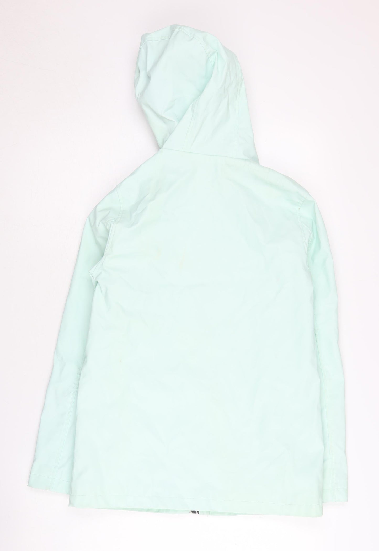 Topshop Women's Green Petite Rain Coat Size 6, Hooded