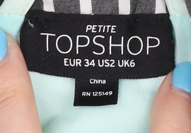 Topshop Women's Green Petite Rain Coat Size 6, Hooded