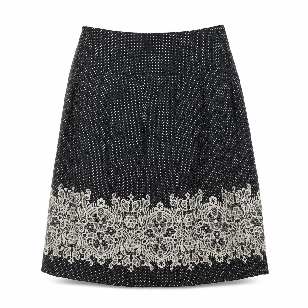Ann Taylor Loft Women's Black Embroidered Skirt 4P