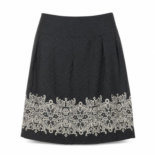 Ann Taylor Loft Women's Black Embroidered Skirt 4P