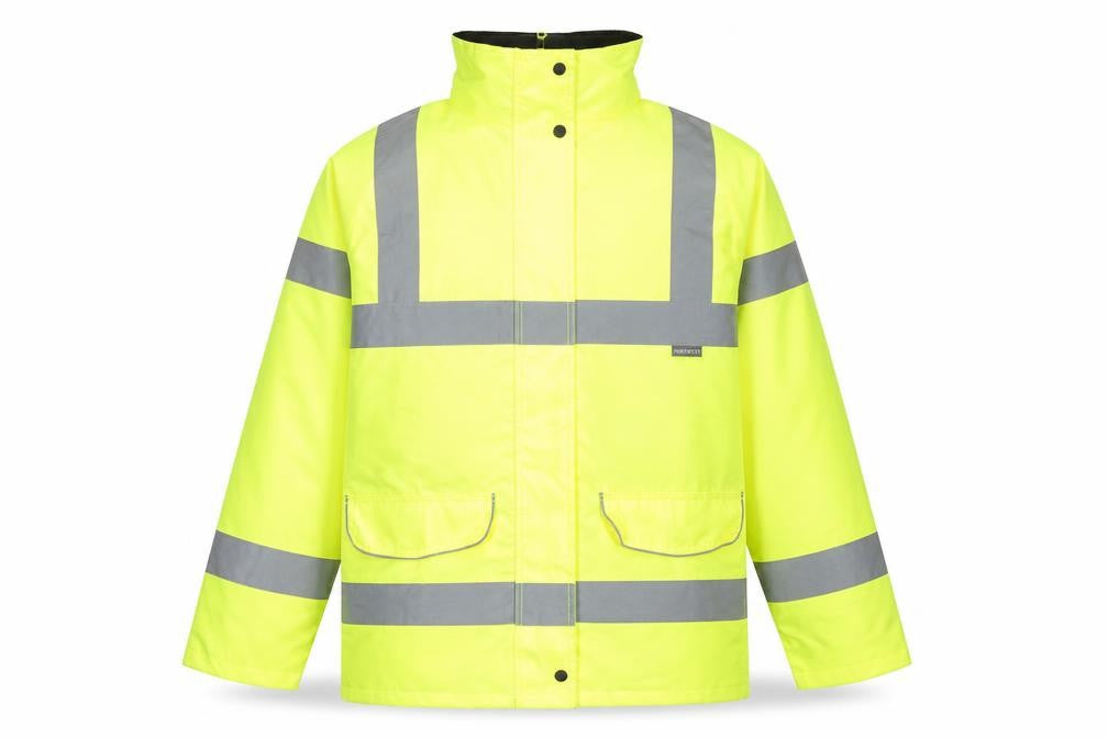 Portwest Men's Yellow Medium Safety Rain Coat Jacket