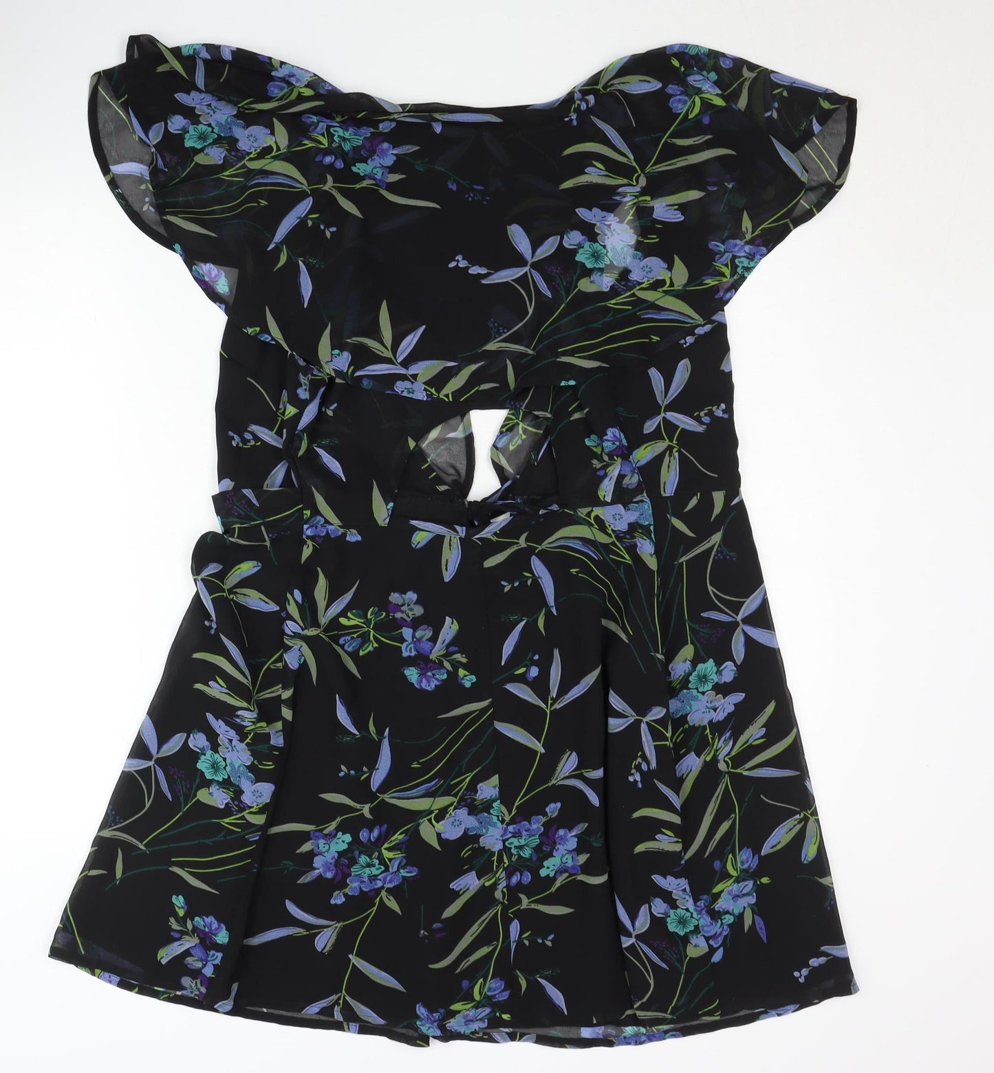 ASOS Design Women's Black Floral Mini Dress, Size 8, A-Line - Ideal for Parties