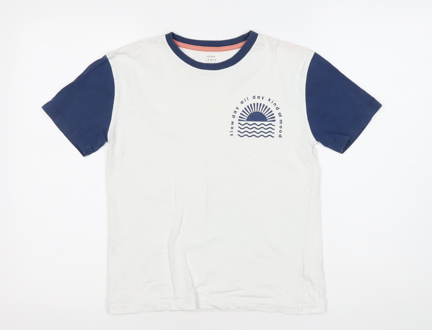 John Lewis Boys' White & Blue Graphic T-Shirt, 12 Years