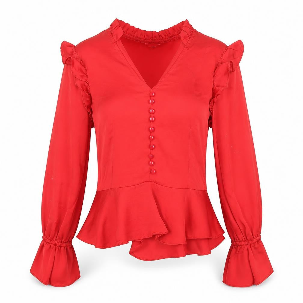 Jessica Simpson Women's Red Ruffle Blouse Size 4