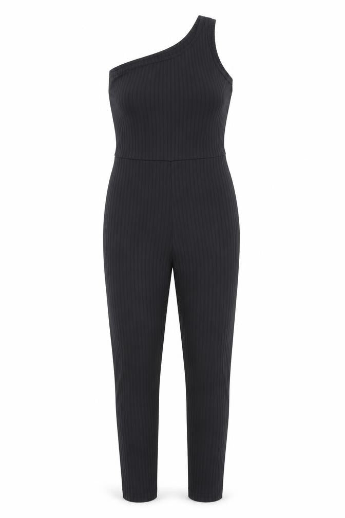 PrettyLittleThing Women's Black One Shoulder Jumpsuit Size 6