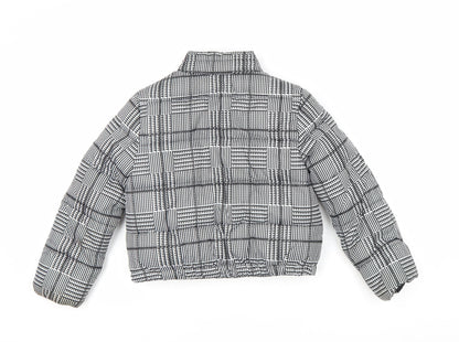 Back view of Marks & Spencer girls’ black check puffer jacket 7 years