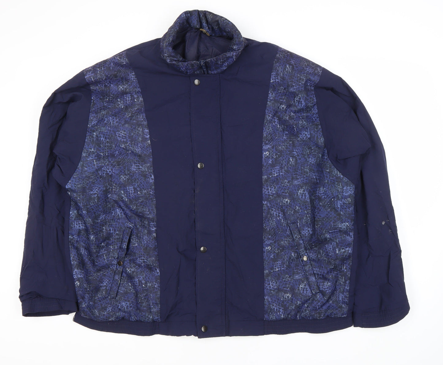 Men's Blue Geometric S Jacket, Windproof, Casual Style