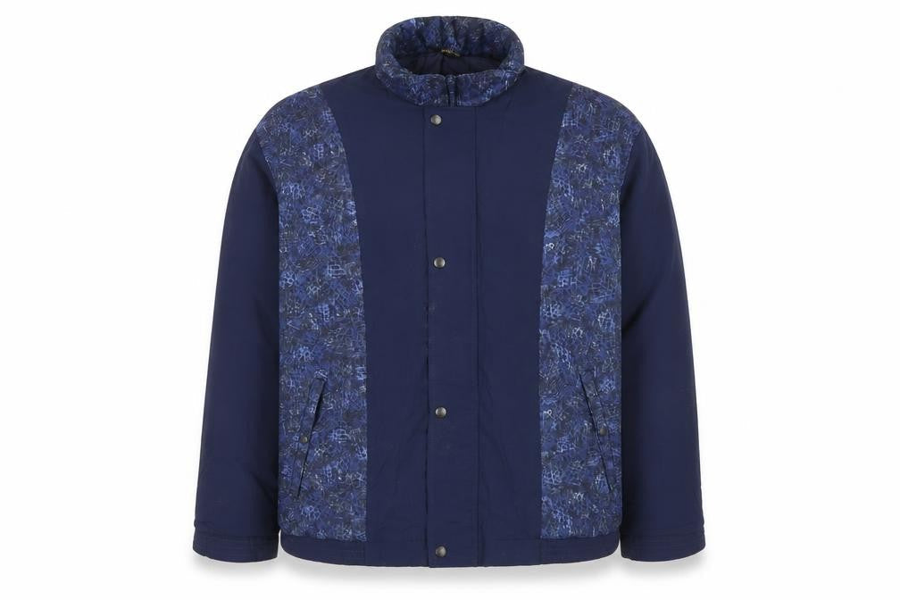 Men's Blue Geometric S Jacket, Windproof, Casual Style