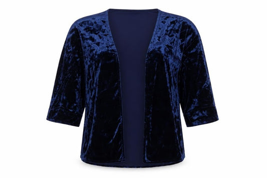 River Island Women's Blue Velvet Open Front Cardigan S