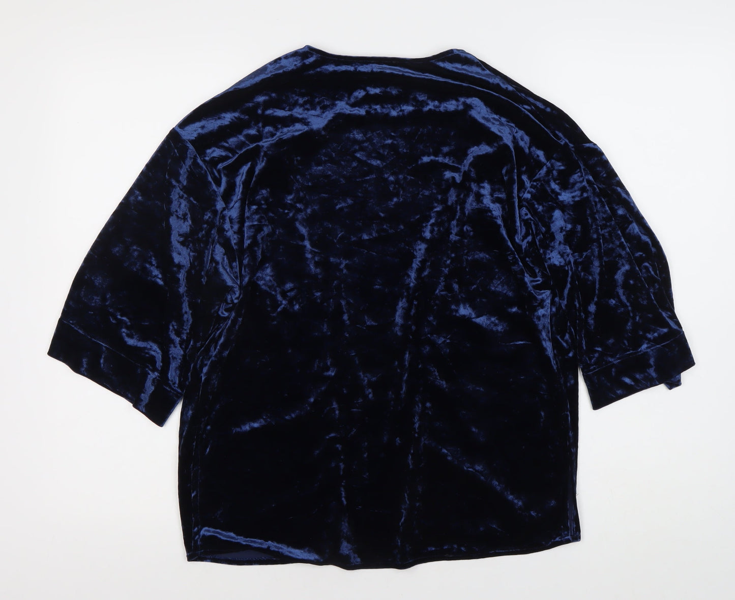River Island Women's Blue Velvet Open Front Cardigan S