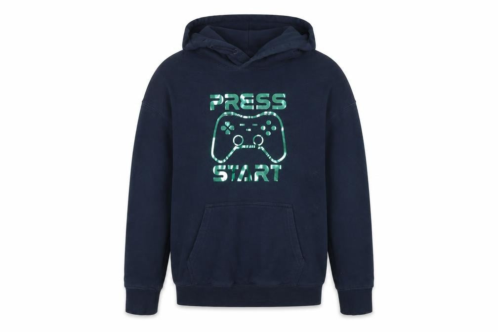 H&M Unisex Kids Blue Hoodie Size 12-13Y Gaming Theme
