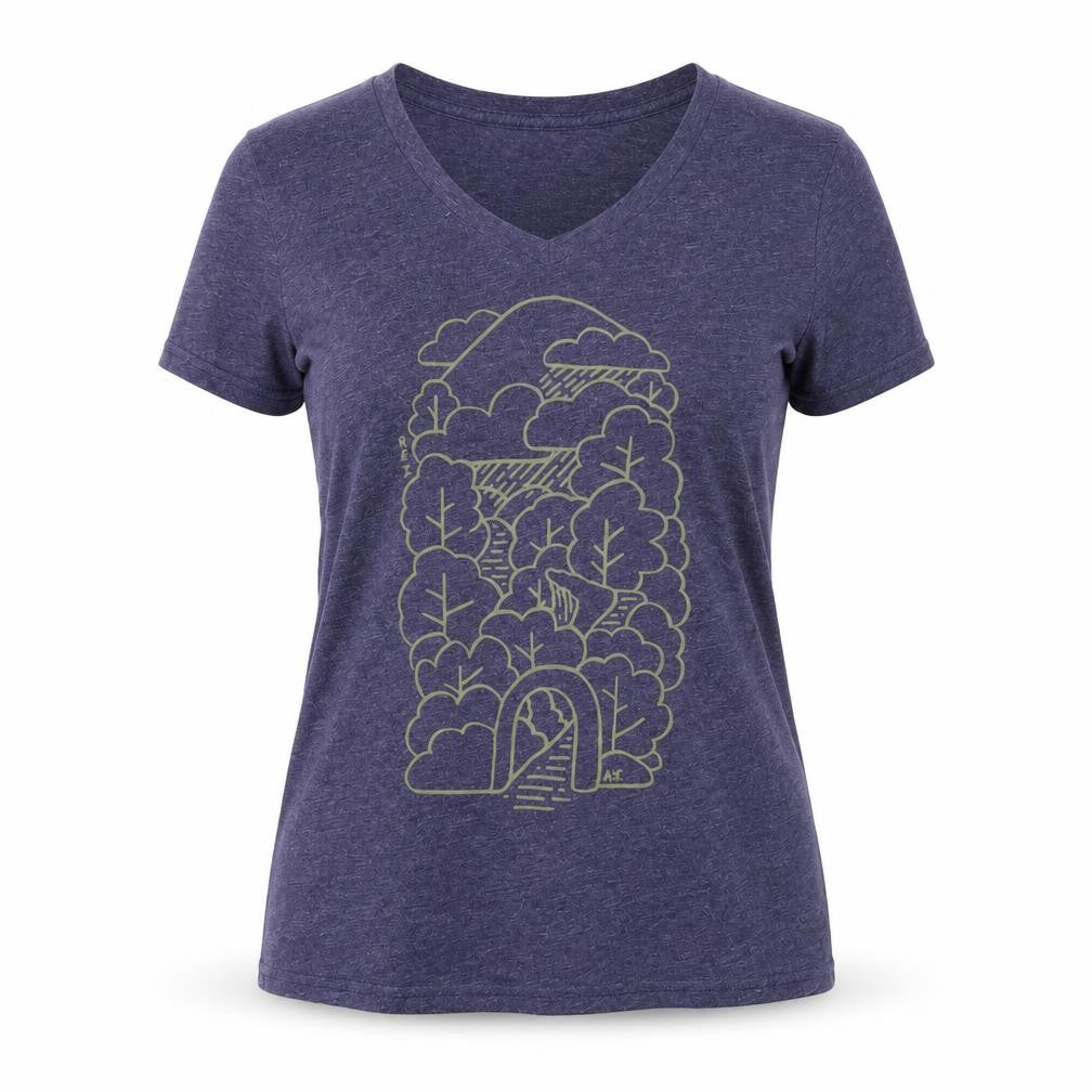 REI Women's Blue Graphic V-Neck T-Shirt - Size S