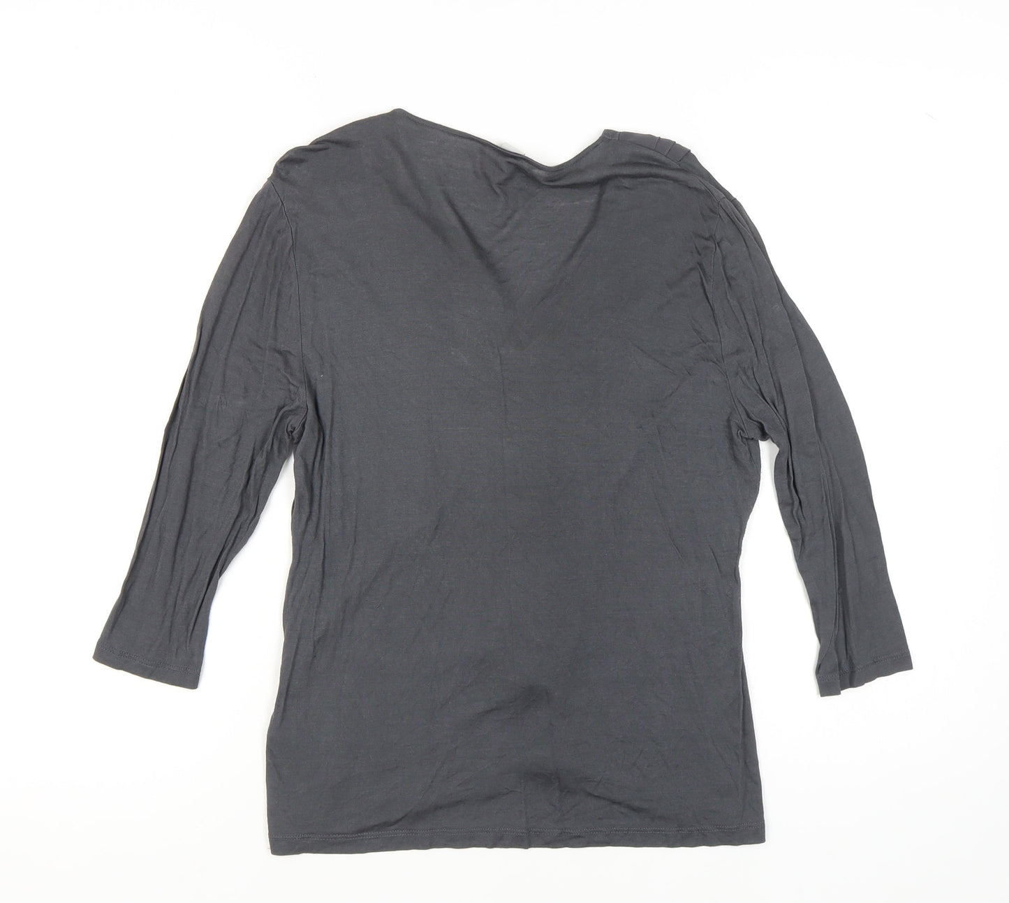 H&M Women’s Grey Top, Size 12, 3/4 Sleeve, V-Neck
