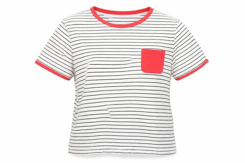 ASOS Women's White Striped Ringer T-Shirt Size 20