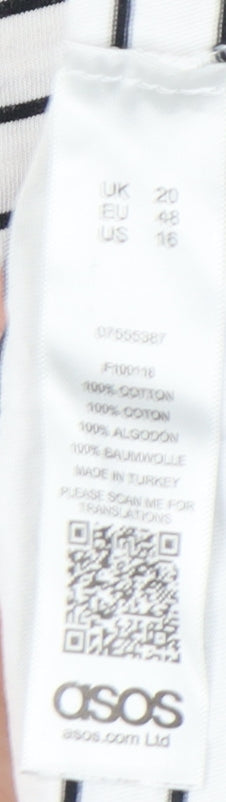 ASOS Women's White Striped Ringer T-Shirt Size 20
