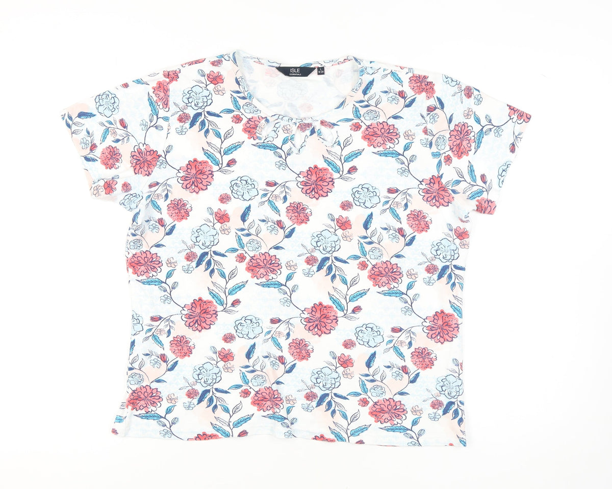 ISLE ESSENTIALS Women's Floral T-Shirt Size L Multicoloured