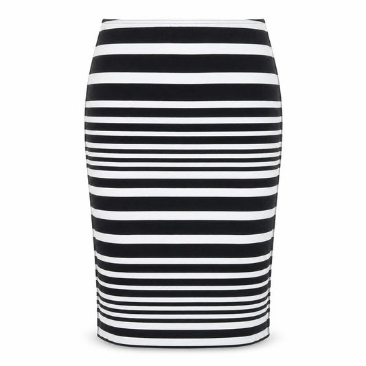 Sommer Mann Women's Black and White Striped Midi Skirt