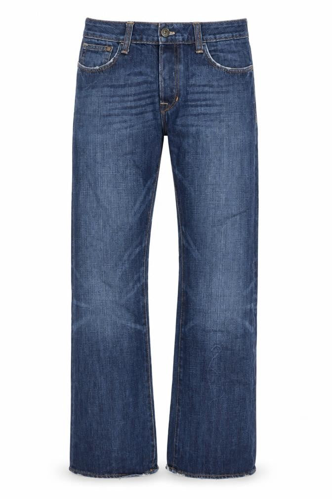 Men's Blue Straight Leg Distressed Jeans Size 32