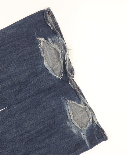 Men's Blue Straight Leg Distressed Jeans Size 32