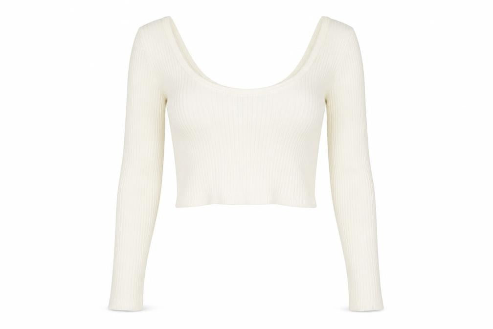 Bershka Women Ivory Scoop Neck Pullover Jumper UK 10