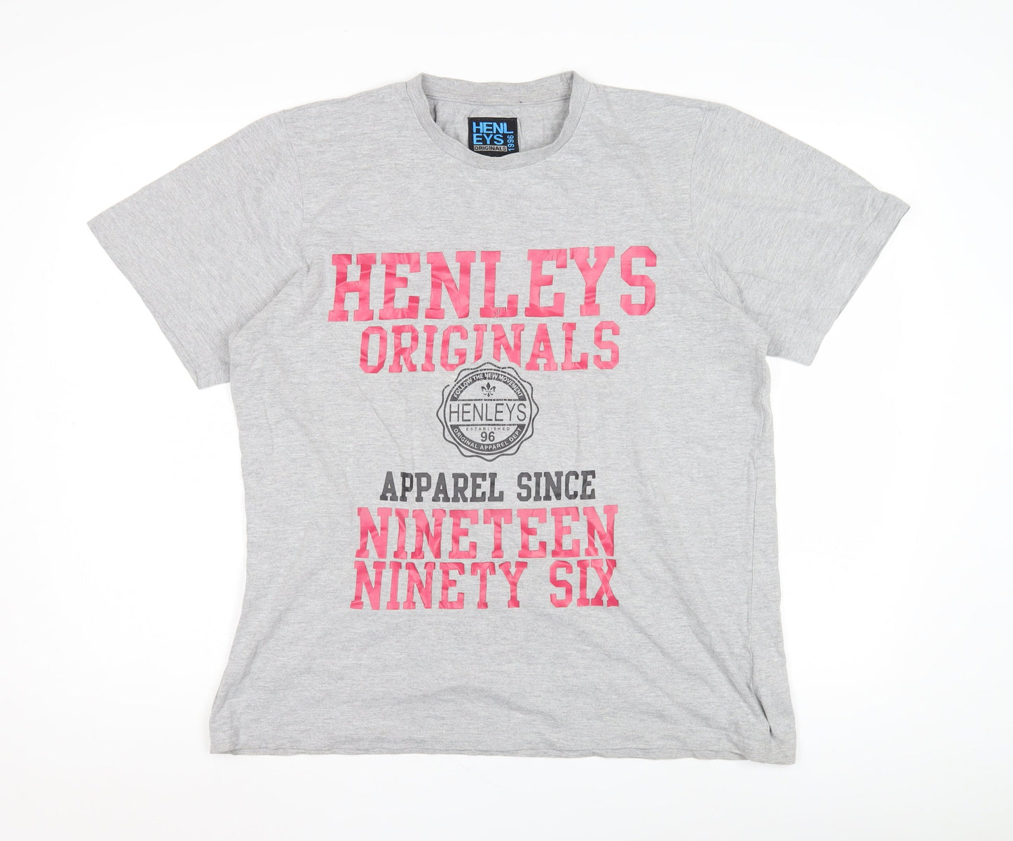 Henleys Men's Grey Graphic Print T-Shirt, Size L
