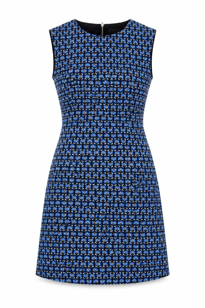 Louche Women's Blue Geometric Knee Length Dress S 10