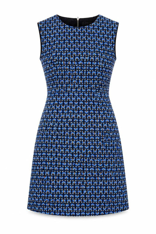 Louche Women's Blue Geometric Knee Length Dress S 10